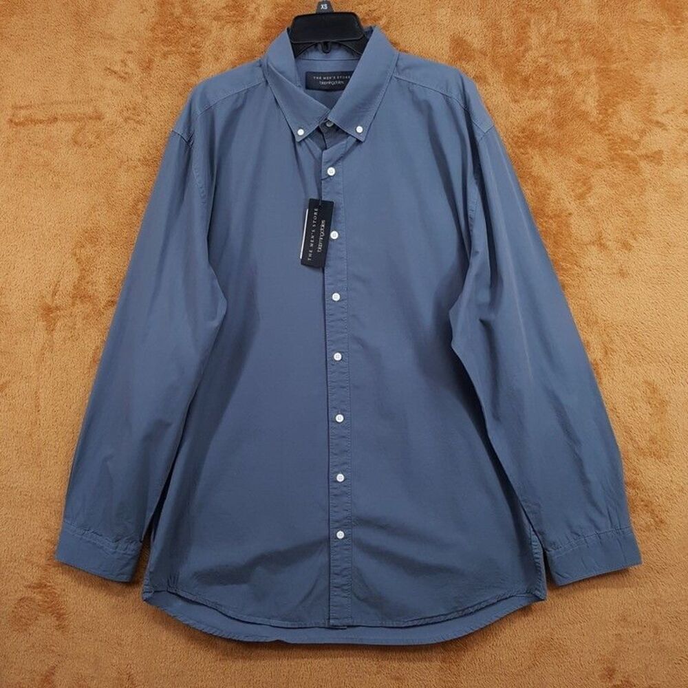 BLOOMINGDALES Button Down Sport Shirt Mens XXL Solid Grey 100% Cotton